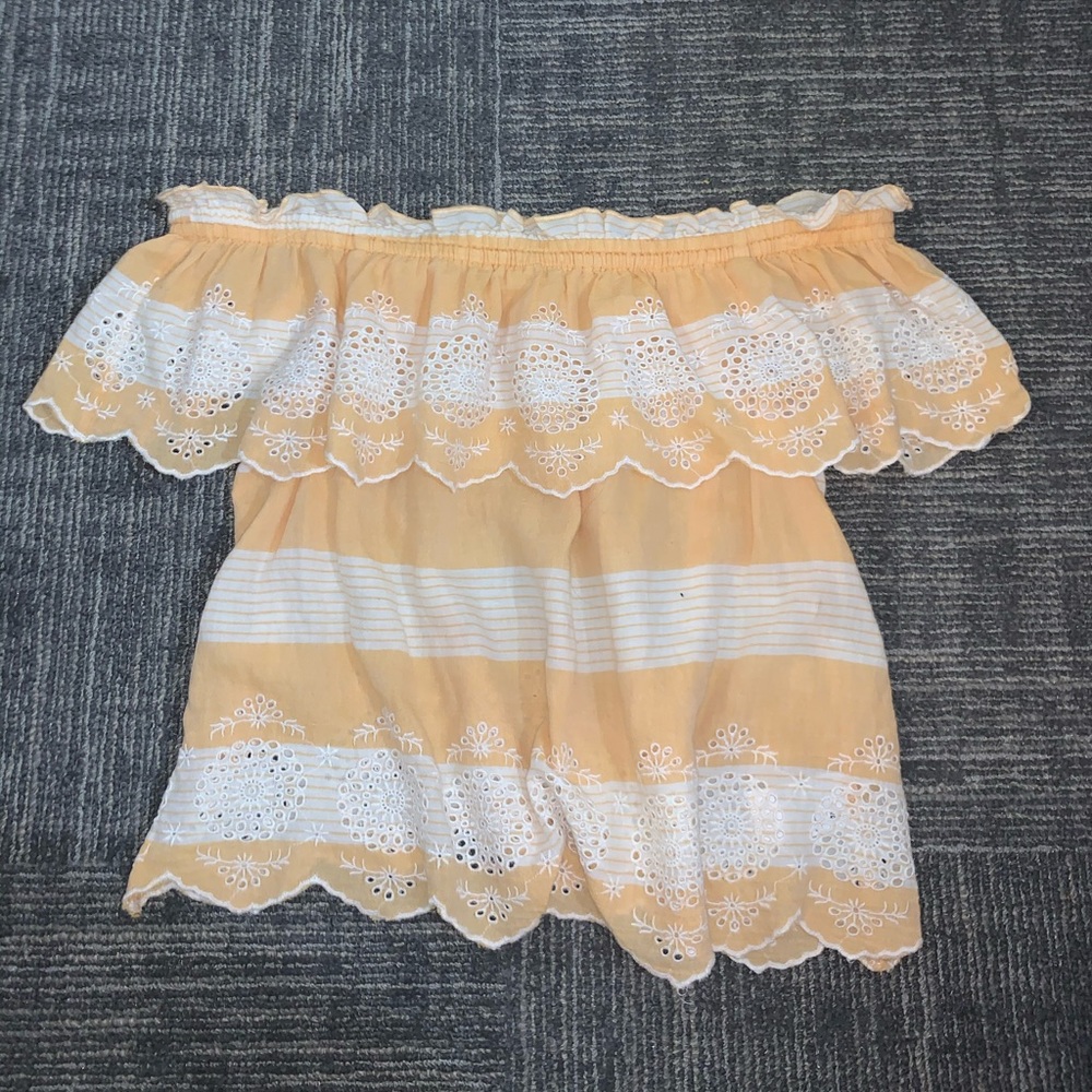 Yellow and White off the shoulder top